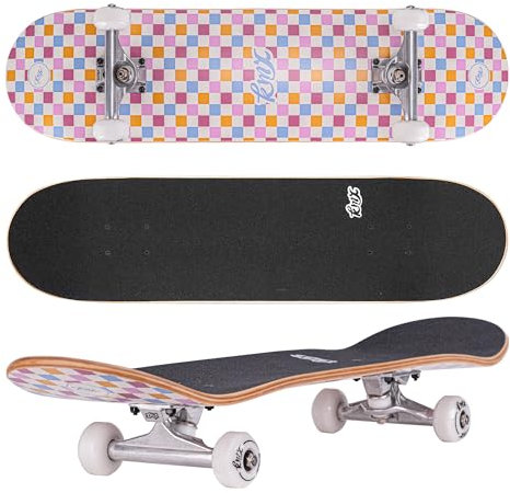ARROW BOARD Standard-Skateboards für Kinder, Anfänger, mädchen, 31 x 8 Zoll, kanadisches Ahornholz, Double Kick Concave-Deck | Profi-Trucks | Skateboard für Cruising und Tricks(rosa Regenbogen)