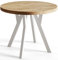 AlpiMeble Table de salle à manger ronde OVO, table extensible diamètre : 80 cm à 130 cm, table de salon, couleur : Craft, avec pieds en bois de couleur blanche