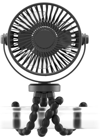 Mekbelt Rechargeable Exercise Bike Fan, Clip Portable Battery Operated Fan for Stationary Bike Accessories-Light Grey