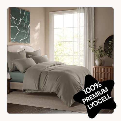 Seralino Tencel Bettwäsche Beige 135x200 + 80x80 cm Taupe | 100% Tencel - Gewonnen aus Eukalyptus| weiche hochwertige Bettwäsche | Reißverschluss | Oeko-Tex | Allergiker Bettwäsche | Atmungsaktiv