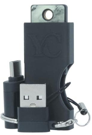 Zubehör-Kit für Yubikey 5 und Security Key: YubiCase Schutzetui, USB-Adapter, Sticker - Komplett-Set für Ihre YubiKey (YubiKey Nicht enthalten) (Schwarz)