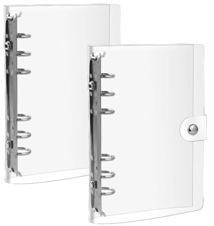Sctmda A6 Ringbuch 2 Stück 6 Ringe Loose Leaf Binder Notebook-Schutz Transparent PVC 6 Löcher Ringordner A6 Notizbuchordner