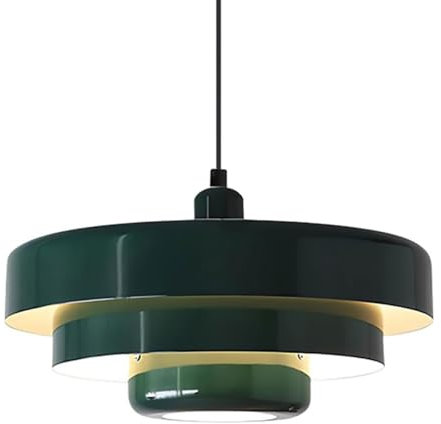 MODEBHD Pendelleuchte aus der Mitte des Jahrhunderts, 1-flammig, grüne Deckenpendelleuchte, 3-lagiges Schirmdesign, Vintage-Metall-Unterputzleuchten für Esstisch, Kücheninsel, Flur (grün)