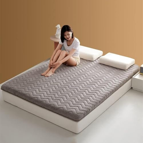 SAYEYBU Dicke, Warme Matratze, Tragbare Klappmatratze, Japanische Futonmatratze, Bodenmatte, GäStematratze, Schlafsaal-Isomatte, Campingmatte In Voller GrößE,Grau,120 * 200cm(5CM)