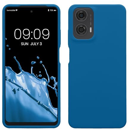 kwmobile Carcasa Compatible con Motorola Moto G24 / E14 / G04 / G04s Funda - Case TPU y Silicona antigolpes - Apto Carga inalámbrica - Azul Arrecife
