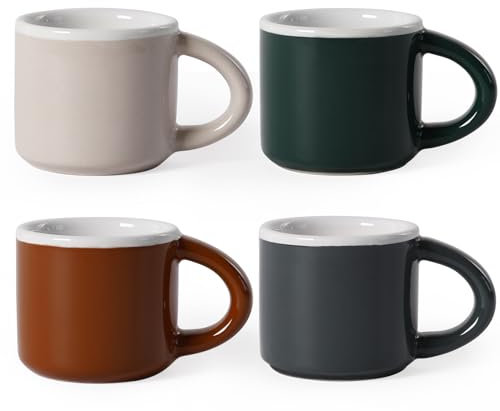 Autumnlife Espressotassen Set 4-teilig, Keramik Mini-Kaffeetassen, Dickwandiges Espressotasse Mit Henkel ideal für Mokka Kaffee, Tee und Milch, Perfekt für Zuhause und Büro | Mokka Tassen Bunt 43 ml