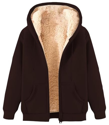 KUIH Women's Fleece Hoodies & Jackets - Warm Jumpers & Sweaters for Ladies Size 12 Teddy Fleece