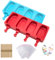 Eisformen Eis Am Stiel Silikon 2 Stück, Eis am Stiel Formen mit 4 Hohlräumen & Cake Pop Backform – Inkl. 50 Holzstielen + 50 Beuteln | BPA-frei, Spülmaschinengeeignet für Eis, Kuchen & Schokolade
