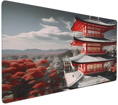 Tapis de Souris 50x25 cm Grand Tapis Souris XXL, Pavillon Paysage Tapis de Souris Bureau Gamer, à Bords Cousus, Base en Caoutchouc Antidérapante, sous Main pour Clavier et Souris, Decor Maison E-959