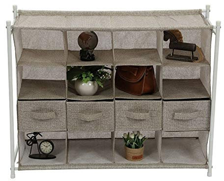 XYSQWZ Zapatero de Lona, Zapatero de Pared, Zapatero de Metal Resistente, Organizador de Zapatos apilable, Organizador de Almacenamiento de Zapatos de múltiples Capas con Capacidad para 16 Pares,