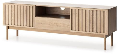 konsimo TV-Schrank HARMA TV-Lowboard, hergestellt in der EU - Loft-Stil, Lamellenfronten, Füße 20 cm