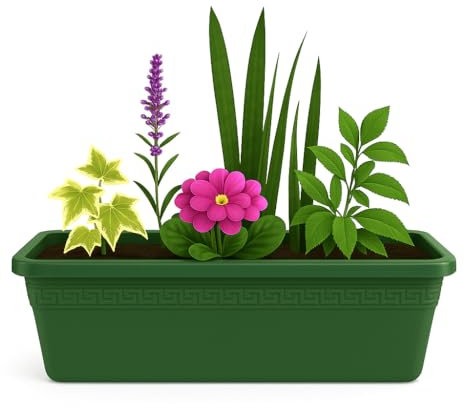 TECHZOCO Jardinera de plástico sin Plato, Balconera plástico, Macetero para Jardín, Fabricado en Polipropileno, Apto balcón, Patio, Interior/Exterior, 50 cm Largo x 15 cm Alto x 18 cm Fondo, Verde