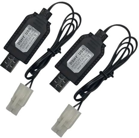 7.2V NiMH/NiCd Battery Charger Cable with Standard Tamiya Plug Compatible RC Car RC Tank RC Plane RC Boat and Other Remote Control Toys for Universal 7.2V Lipo Battery USB Charger (2)