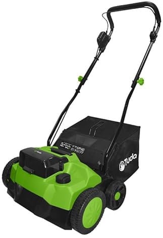 Tuda Cordless Artificial Grass Sweeper 40V – Brushless Motor, 14.2 Width, 5 Depth Settings, 20.6-Gallon Collection Bag, Includes 2x 4Ah Batteries & Fast Chargers