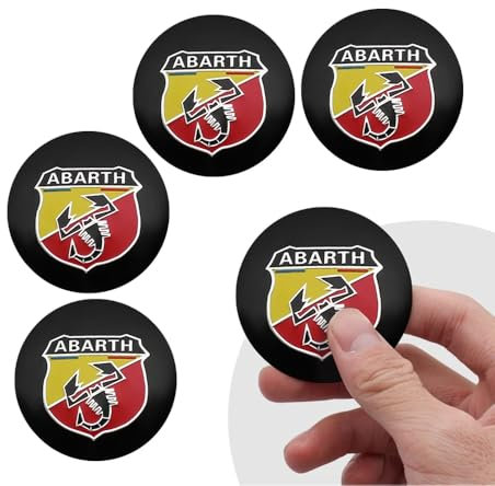 4 Pezzi Adesivi Coprimozzo Auto per Abarth, Adesivo Incollato Facile da Usare Per la 60mm Decorazione di Ruote di Automobili Nero,Yellow