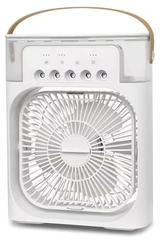 5-Hole Humidifying Spray Fan - Mini USB Desktop Fan with Light, Plug-in Small Table Fan for Home Office, Portable Cooling & Mist Humidifier