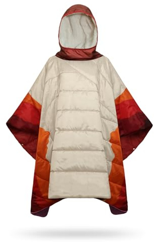 hotkoko Camping Blanket, Poncho Wearable Hoodie Blankets Outdoor Waterproof Windproof, Night Wolf, Large