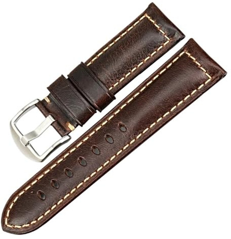 NASUNJIA Bracelet de montre en cuir rouge tendance for montre connectée Panerai, Seiko, Tissot, style vintage(Dark Brown S,19mm)
