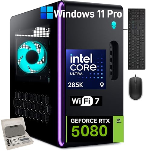 Alienware Aurora R16 Gaming Desktop PC - NVIDIA RTX 5080 GDDR7 16 Go, Intel 24 Core Ultra 9 285K (jusqu'à 5,7 GHz, AI NPU), Wi-Fi 7, Win11 Pro, refroidissement liquide 1000 W (64 Go DDR5 | SSD 8 To |