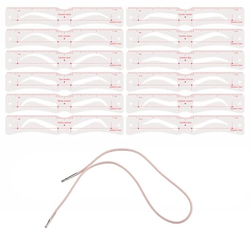 Tabanzhe 12 Pcs Eyebrow Stencil Kit,Reusable Eyebrow Template for Beginners with Elastic Strap,DIY Eyebrows Shaper Tools for Women Makeup