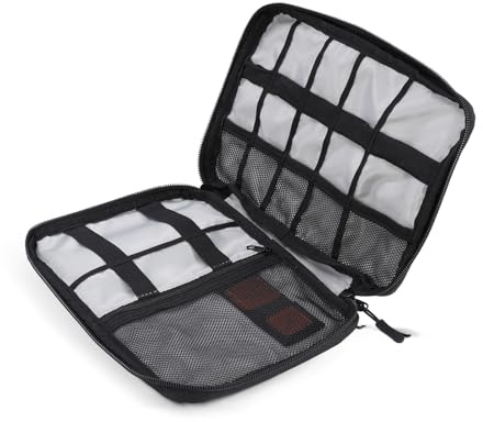 OTraki Kabel Organizer Tasche 25x18x3cm, Elektronik Tasche Reise Organizer Kabeltasche Travel Kabel Organizer Elektronische Zubehör Case Festplattentasche für Powerbank Ladegerät Akku Karte Handy