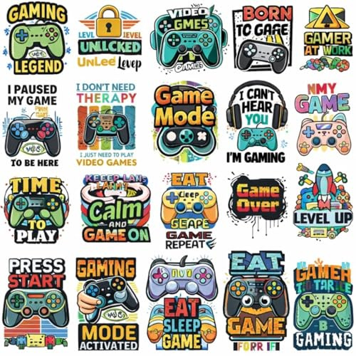 UV DTF Cup Wraps Transfer Stickers, 21 Pattern Gaming Theme Waterproof Decals for Mug Glass Water Bottle, 6.35 cm DIY Crafts for Notebook Luggage Laptop Car
