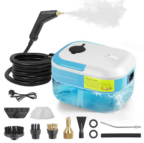 Portable Handheld Steam Cleaner Machine,Steam Cleaner, 1.2L Water Tank,6 Level Adjustable with 3 Brush Heads,Fast Heating,Multipurpose Steamer for Home Kitchen, Upholstery, Bathroom, Grout and Tile