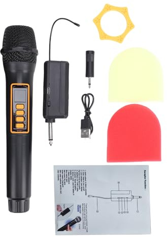 AOWINHIT Microphone Rechargeable sans Fil 2.4G avec Récepteur, pour Cinéma Maison, karaoké, Fête de Mariage, Chant, Matière Plastique Portable (1 pour 2) (1 pour) (pour)