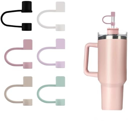 6 Pcs Straw Cover,10mm Silicone Straw Toppers,Dust-Proof & Leak-Proof Straws Topper,Drinking Straws Tips Lids,Soft Reusable Cup Accessories,for 30oz&40oz Tumblers Water Bottle(6 Colors)