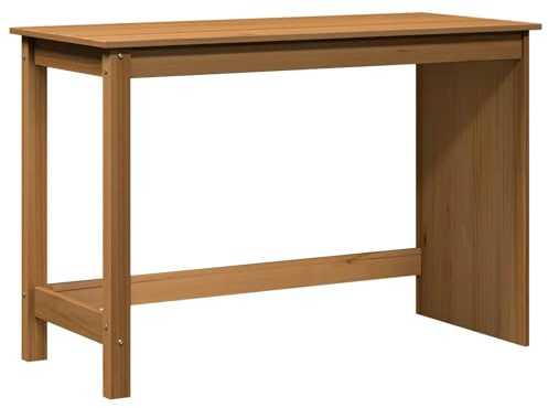 RuiNingRN Desk Honey Brown Solid Pine Wood 112 x 50 x 75 cm, Small Computer Desk for Home Office, Modern Office Table, Space Saving Work Table with Matte Surface