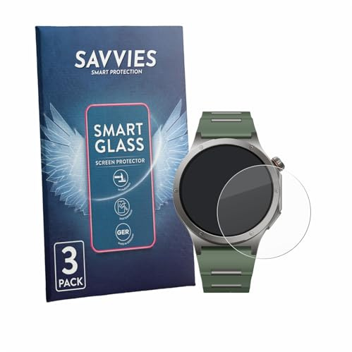 Savvies Schutzglas für OnePlus Watch 4 | 3 Stück Transparenter Displayschutz Made in Germany Panzer Schutz Glas 9H Schutzfolie HD Klar Blasenfrei Einfache Montage