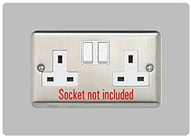 Double Socket Surround, Square Acrylic Back Panel Finger Plate, Decorative Frame for Neat and Tidy Finish (Grey)