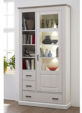 möbelando Vitrine Glasvitrine Standvitrine Holzvitrine Vitrinenschrank Schrank Lima III