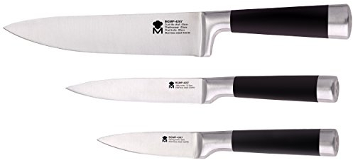 Masterpro Set 3pcs cuchillos de cocina - acero inoxidable - foodies.