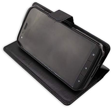 caseroxx Bookstyle Handytasche für Cat S61 in schwarz – Klapphülle aus Kunstleder mit Kreditkartenfächern, Magnetverschluss, Standfunktion & Rundumschutz für Display und Gehäuse