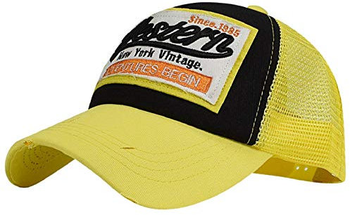 heekpek Cappello Uomo Baseball Cappellino con Visiera Estivo Ricamato Cappelli a Rete Donna Traspirante Cappellini Casuali Cappello Rapper Trucker, Giallo