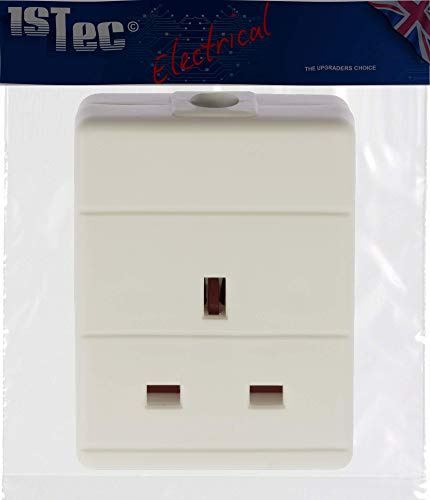 1STec Rewireable Single Outlet 13A 250V AC 3 Pin Mains Power Trailing Extension Socket having Screw Connectors for use with 3 Core Appliance Cable Cords Standard UK Plugs BS 1363/A BSI (1 Gang, White)