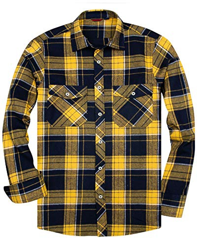 siliteelon Flannel Shirt Checked Shirt Mens Cotton Lumberjack Plaid Shirts | Casual Soft Thick Warm, Tartan Brushed Shirt, Regular Fit, Long Sleeve, for Work Office, Daily Country Outdoor