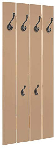 Bilderwelten Wandgarderobe Holz - Terracotta Taupe - Haken schwarz, 100x40 cm
