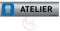 AUA SIGNALETIQUE - Plaque de porte Aluminium brossé imprimé AluSign - 200x50 mm - Double Face adhésif au dos - Impression UV directement sur l'aluminium (Pas de contre collage) (Atelier 2)