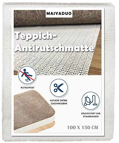 MAIYADUO Antirutschmatte für Teppich 100 x 150 cm, Teppich Antirutschunterlage, Rutschmatte Teppichunterlage rutschfest Teppichstopper, Anti Rutsch Matte Mehrzweck für Schubladen Regale Tablett Auto