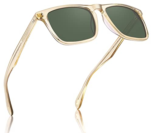 CARFIA Retro Polarised Sunglasses Mens UV 400 Protection for Outdoors Acetate Frame