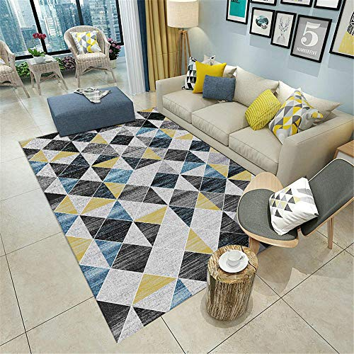 Teppich Auslegware grau Teppich Grau Dreieck Quadrat Muster Langlebiger Teppich Wohnzimmer Anti-Rutsch Joop Teppich 120 x 160 cm Teppich Jungen Jugendzimmer 3ft 11.2''X5ft 3''