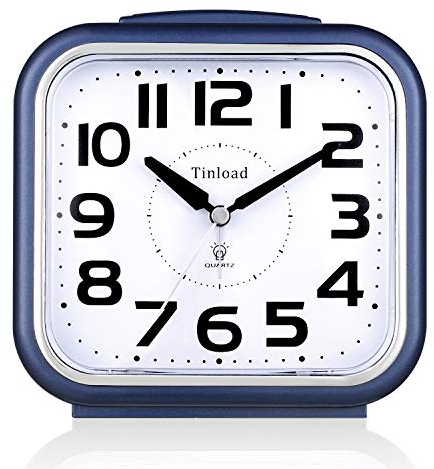 14cm Leise Analog Wecker Ohne Ticken, Sanftes Aufwecken, Pieptöne, Lautstärke erhöhen, batteriebetriebene Schlummer- und Lichtfunktionen, Einfache Einstellung (Blau)