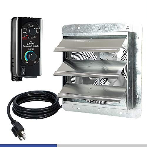 iLiving ILG8SF10V-ST Ventilateur d'extraction mural pour volet roulant avec thermostat et régulateur de vitesse variable, 65 W, 820 CFM, zone de couverture de 1200 m² Argenté