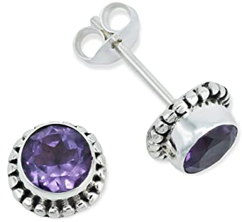 Ohrstecker 925 Silber Amethyst lila Stein Edelstein Ohrringe echt Silber Damen Sterling Silber Stecker Geschenk(MOS-025-51)