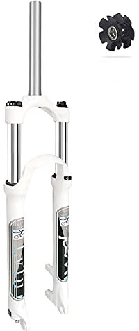 LvTu Fourche VTT Vélo de Montagne 26 27,5 29 Pouces, 1-1/8 Tube Droit Ressort Hydraulique Mécanique Suspension Fourche Avant VTT Blanc (Size : 26)