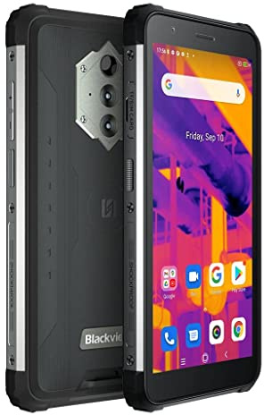 Blackview BV6600 Pro Objectif Thermique Téléphone Portable Incassable, Batterie 8580mAh (Charge Inversée), 5.7'' HD+ IP68 Smartphone Étanche Android 11, Octa Core 4Go+64Go, Caméra 16MP, GPS Noir