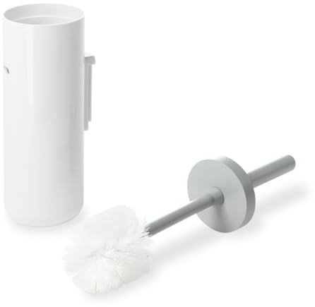 Depot4Design Lunar Toilettenbürste, WC-Bürste wandhängend, Kunststoff, Weiß, Griff Cool Grey, 1201514