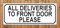 ALL DELIVERIES TO FRONT DOOR PLEASE ~ SIGN/NOTICE ~ SIZE 15cm x 6cm ~ aluminium plaque to show where parcel delivery deliveries packages mail post parcels should be left REF 137